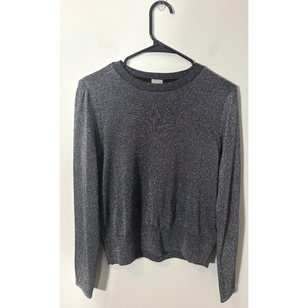 H&M Gray Metallic Shimmer Crewneck Sweater Women's Size Medium
